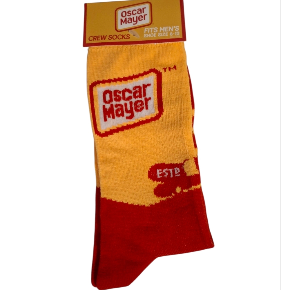 Men's Oscar Mayer Crew Socks - Red and Yellow Stripes